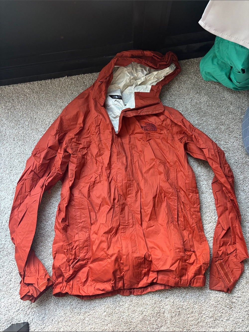 The North Face Men's Rust Orange Hooded Rain Jacket